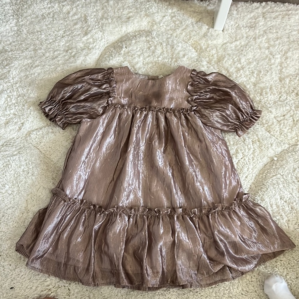 Zara baby toddler dress pink rose metallic